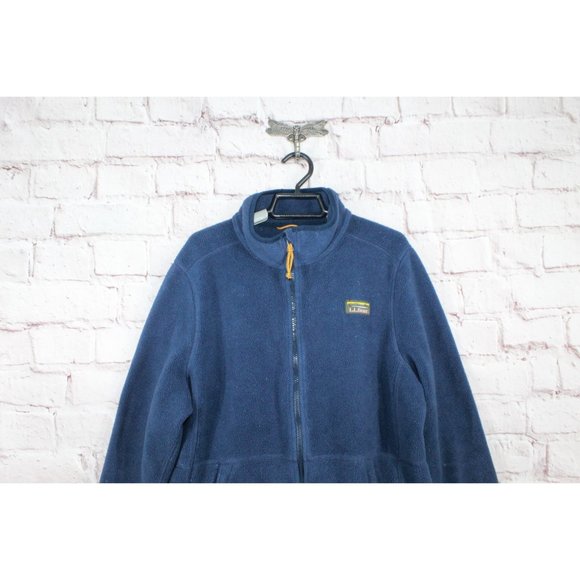 LL Bean Navy Polyester Smooth Rugged Sweater Fleece Full-Zip Jacket L Pet - Picture 3 of 9